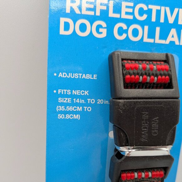Paws 'N' Claws Reflective Dog Collar Red/Black, 14"-20", NEW - Picture 4 of 6